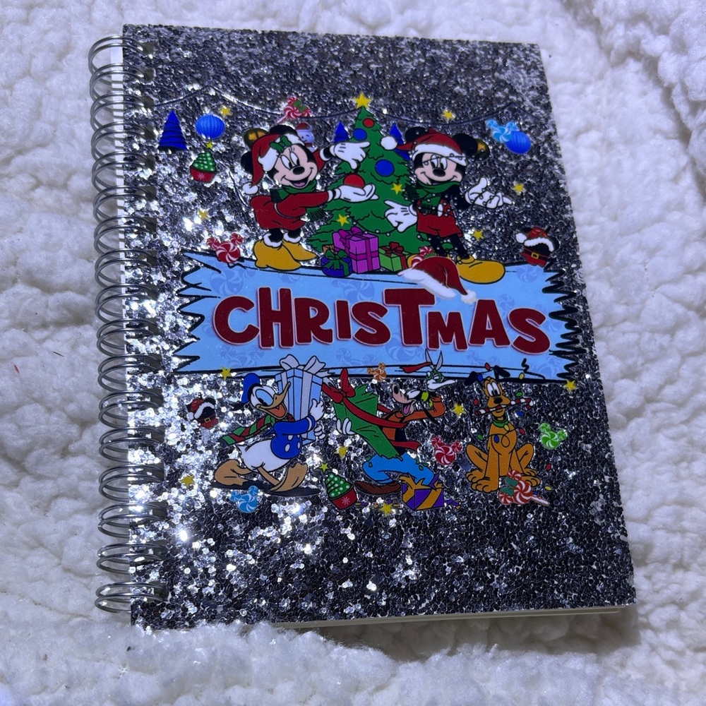 Silver Glitter Christmas Notebook